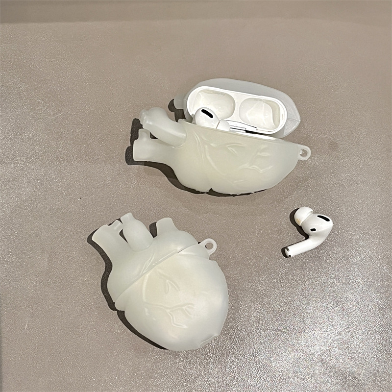 Carcasă din silicon pentru AirPods Pro 2nd/3rd Gen, design inimă 3D – turnare prin injecție, compatibilă cu Apple
