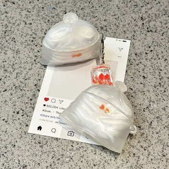 Canibao husă din silicon pentru AirPods – Design creativ cu pește într-o pungă de gunoi, Carcasă protectoare cu relief pentru AirPods Apple 1/2/4 Gen și AirPods Pro a 3-a generație