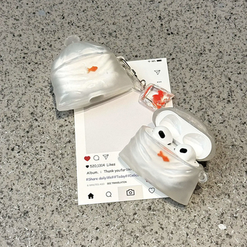 Canibao husă din silicon pentru AirPods – Design creativ cu pește într-o pungă de gunoi, Carcasă protectoare cu relief pentru AirPods Apple 1/2/4 Gen și AirPods Pro a 3-a generație