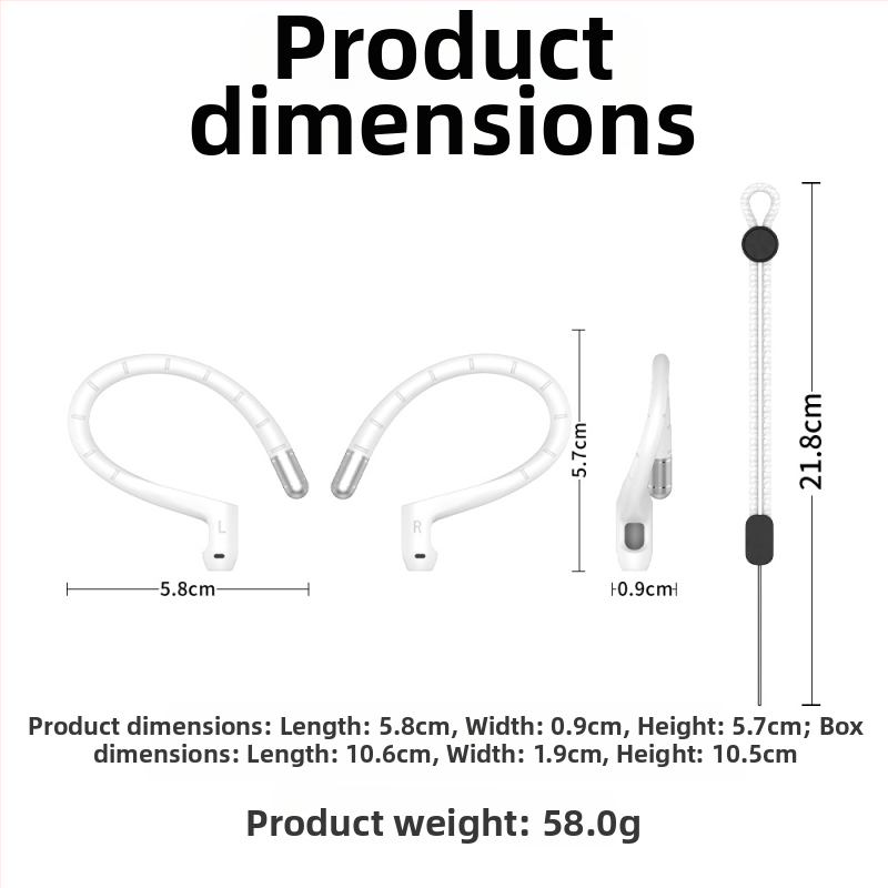 AirPods silikónový háčik na ucho – proti strate, prenosný, vstrekované, všeobecné použitie pre Apple AirPods (1./2. generácia)