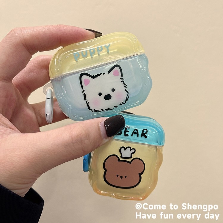 Wanlechen Carcasă TPU pentru AirPods Pro 2 și AirPods 4 Gen — All-in-One, Stil Cartoon, Finisaj cu spray