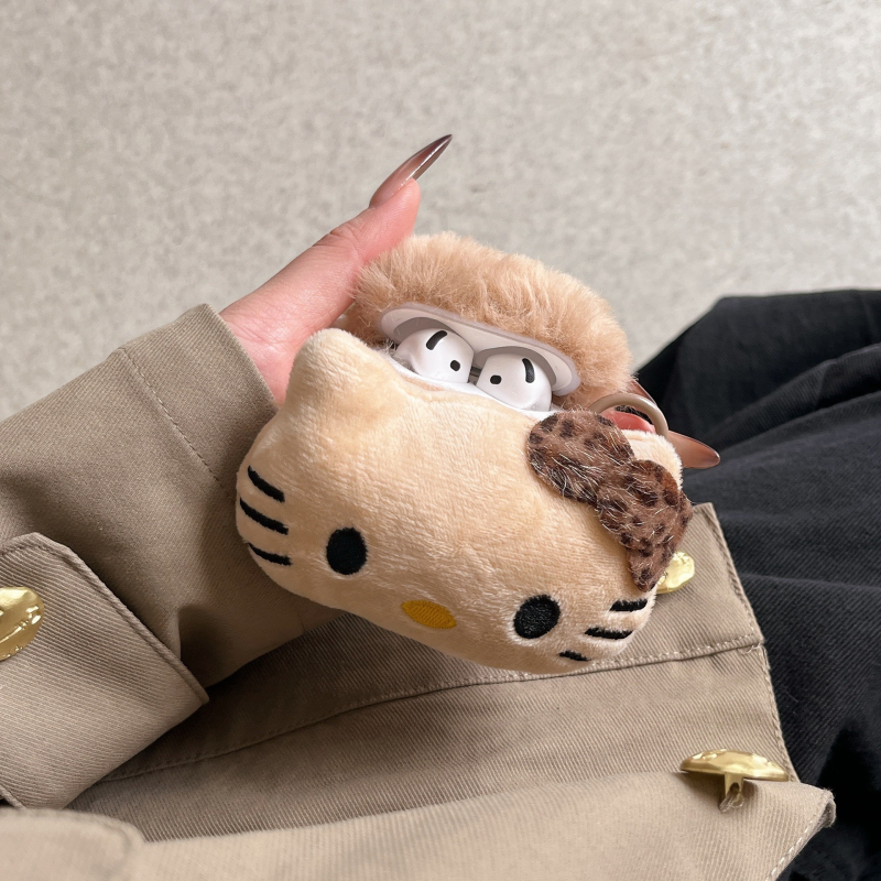 Husă pluș pentru AirPods Pro 3 – model animal desen animat, portabil, din pluș