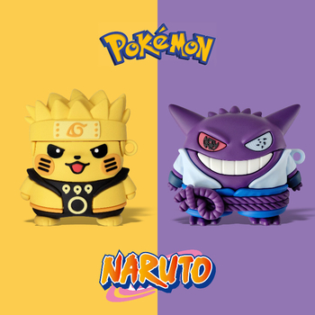 Carcasă AirPods Pro cu temă Naruto – silicon, turnare prin injecție, design portabil, stil desen animat, compatibil Apple, Sasuke și Pokémon