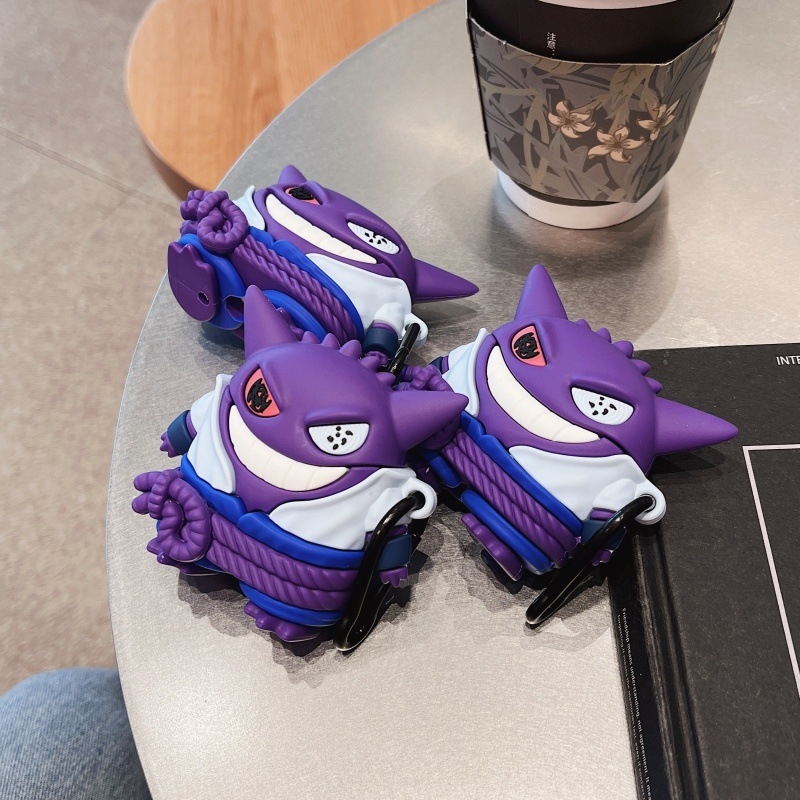 Carcasă AirPods Pro cu temă Naruto – silicon, turnare prin injecție, design portabil, stil desen animat, compatibil Apple, Sasuke și Pokémon