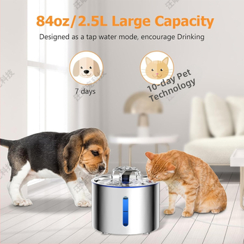 Fontána na vodu pre domáce zvieratá zo nerezovej ocele so filtráciou, odnímateľná, vhodná pre mačky a psy, bez aplikácie