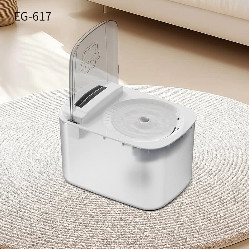 Dispenser za vodu za kućne ljubimce s pametnim preklopnim poklopcem, senzorizirano napajanje za napajanje, za pse i mačke, model EG-617, otklopni dizajn