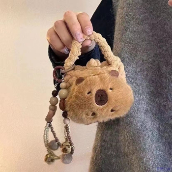 Carcasă de protecție pentru monede, cu geantă pluș pentru depozitare și gravură cu capybara într-un desen animat