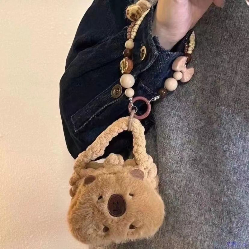 Carcasă de protecție pentru monede, cu geantă pluș pentru depozitare și gravură cu capybara într-un desen animat