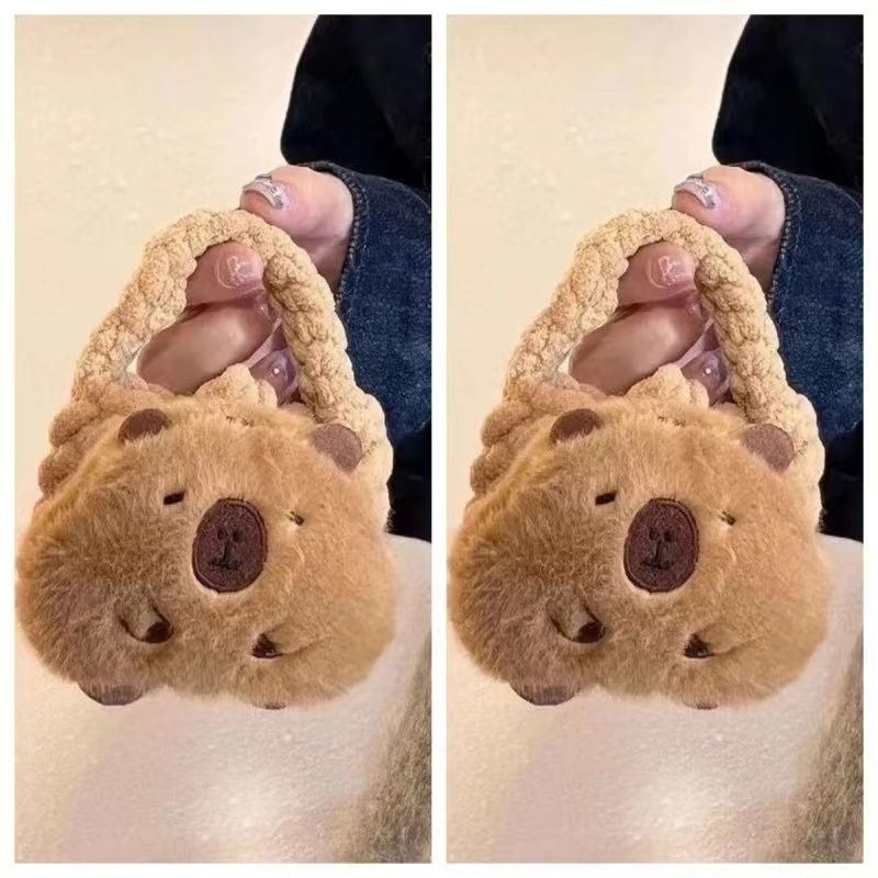 Carcasă de protecție pentru monede, cu geantă pluș pentru depozitare și gravură cu capybara într-un desen animat