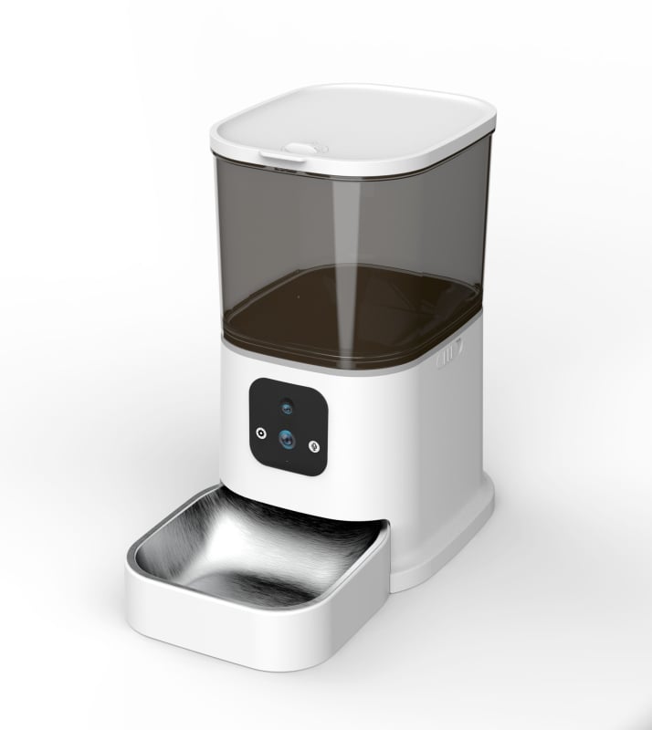 Pametni hranilnik za kućne ljubimce 5L za mačke i pse – dvostrani video, upravljanje putem aplikacije, vremenski i porcijom hranjenje, HD širokokutno nadgledanje