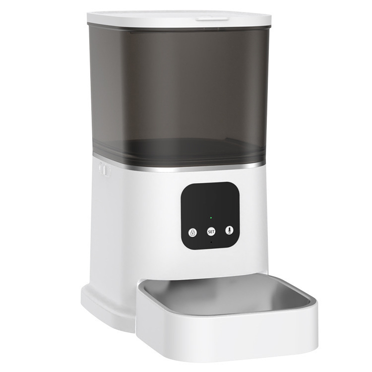 Pametni hranilnik za kućne ljubimce 5L za mačke i pse – dvostrani video, upravljanje putem aplikacije, vremenski i porcijom hranjenje, HD širokokutno nadgledanje