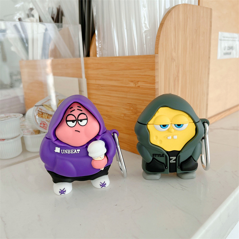 AirPods Pro apsauginis dėklas su SpongeBob Patrick atvaizdu, minkšta PVC apdaila, animacinio stiliaus, injekcinio formavimo gamyba, suderinamas su Apple AirPods Pro