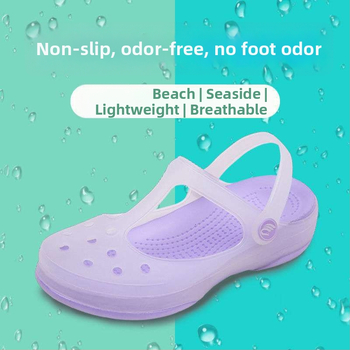 Moteriški Mary Jane želė sandalai su stora EVA padu, prieš slydimą, vidutinio aukščio viršus, apvali nosis