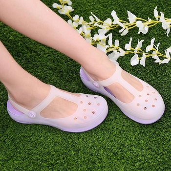 Дамски Мери Джейн джели сандали с дебела EVA подметка, антиплъзване, средно високо горно, кръгъл нос