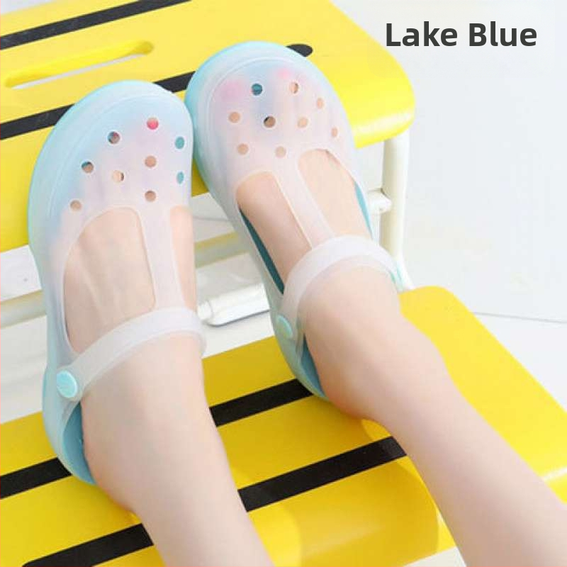 Moteriški Mary Jane želė sandalai su stora EVA padu, prieš slydimą, vidutinio aukščio viršus, apvali nosis