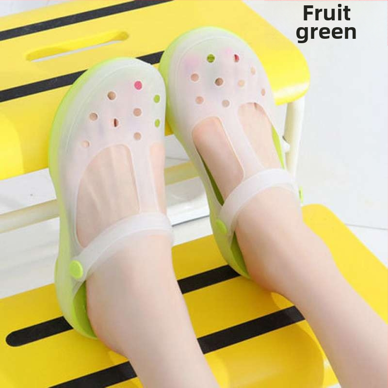 Moteriški Mary Jane želė sandalai su stora EVA padu, prieš slydimą, vidutinio aukščio viršus, apvali nosis