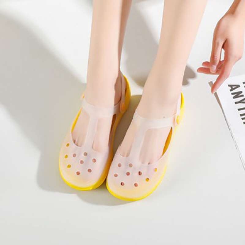 Дамски Мери Джейн джели сандали с дебела EVA подметка, антиплъзване, средно високо горно, кръгъл нос