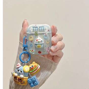 Plavo gradijentno TPU kućište za AirPods s reljefnim karikaturnim dizajnom