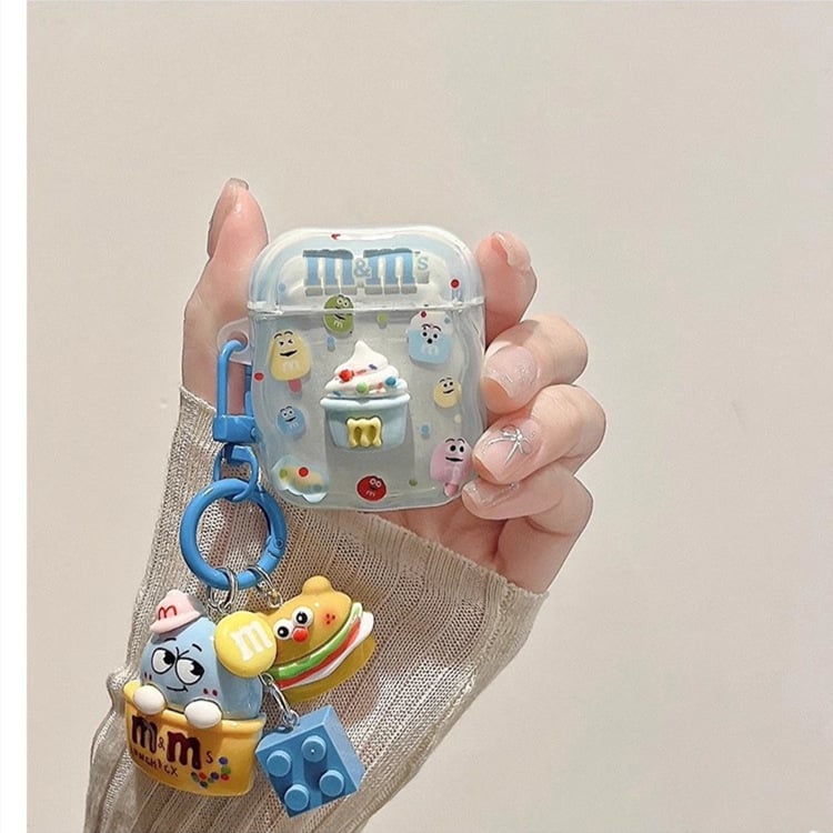 Plavo gradijentno TPU kućište za AirPods s reljefnim karikaturnim dizajnom