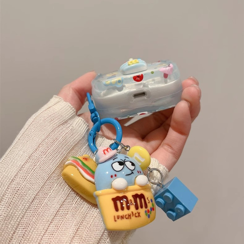 Plavo gradijentno TPU kućište za AirPods s reljefnim karikaturnim dizajnom