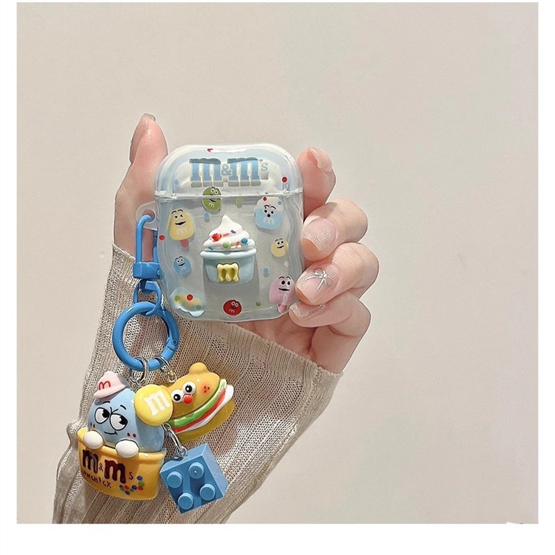 Plavo gradijentno TPU kućište za AirPods s reljefnim karikaturnim dizajnom