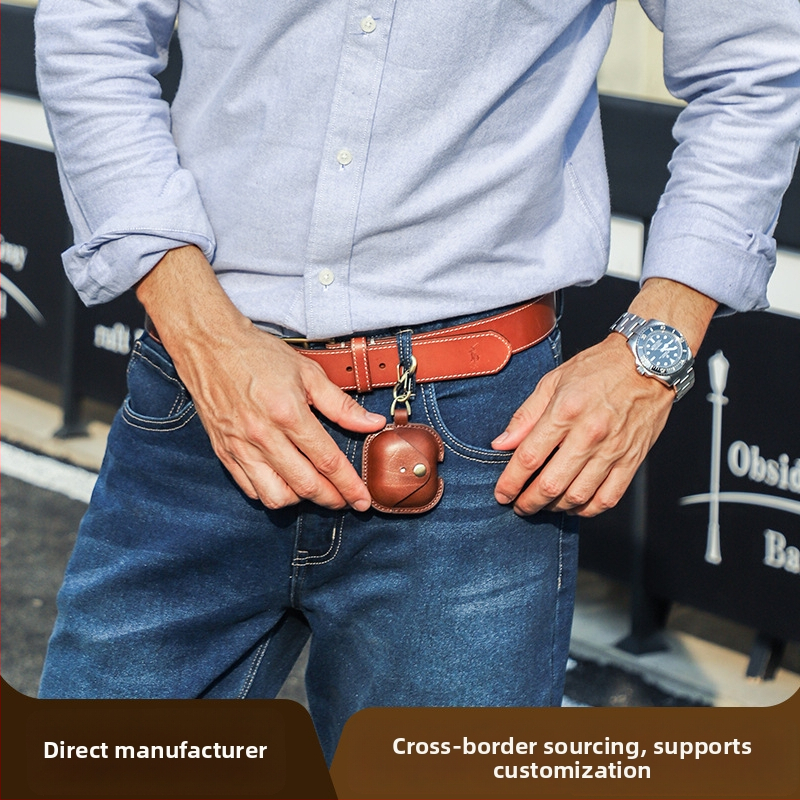 Ādas maciņš AirPods 4, rokām darināts, pilna aizsardzība, saderīgs ar Apple