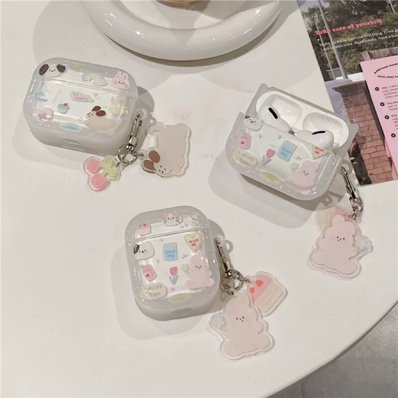 Prozirni TPU zaštitni kućište za AirPods 4 s dizajnom slatkog šteneta, Pro3