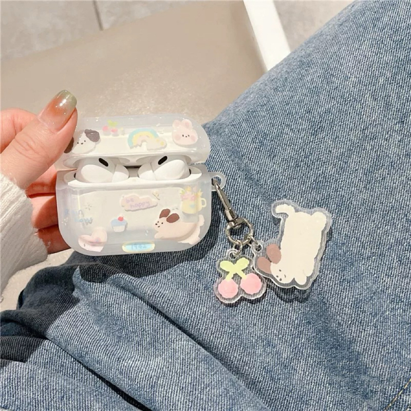Prozirni TPU zaštitni kućište za AirPods 4 s dizajnom slatkog šteneta, Pro3
