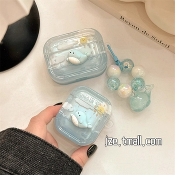 Carcasă de protecție TPU pentru AirPods Pro 2 și AirPods 2/3 — husă rigidă, design gravat cu balenă drăguță