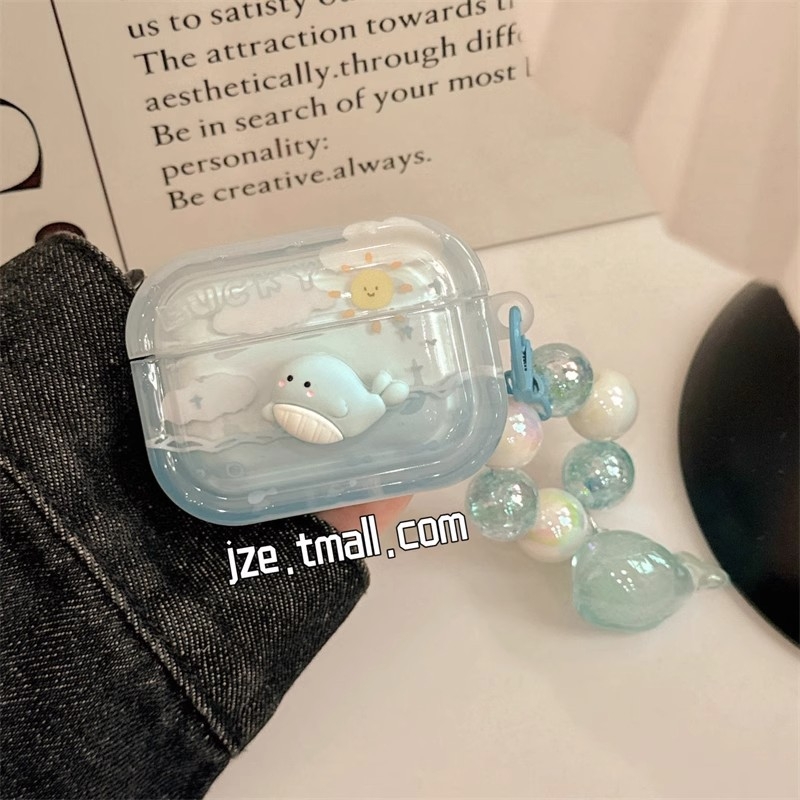 Carcasă de protecție TPU pentru AirPods Pro 2 și AirPods 2/3 — husă rigidă, design gravat cu balenă drăguță