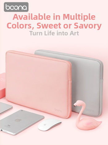 Baona kožené puzdro na notebook – ovčia koža, jednofarebný vzor, kompatibilný s Huawei MateBook, Lenovo a Apple MacBook (leto 2023)