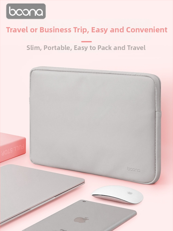 Baona kožené puzdro na notebook – ovčia koža, jednofarebný vzor, kompatibilný s Huawei MateBook, Lenovo a Apple MacBook (leto 2023)