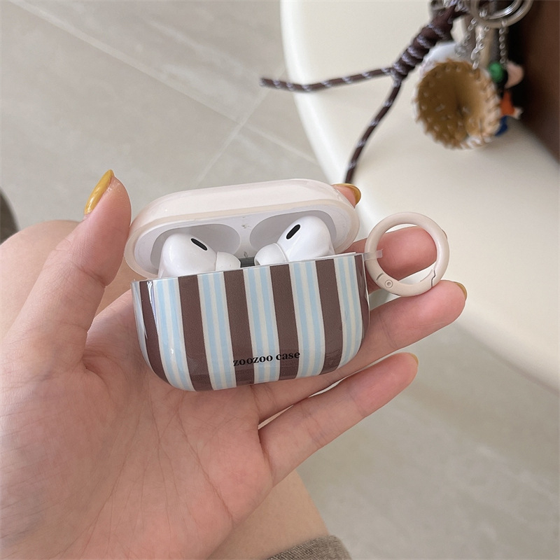 Zaštitno kućište za AirPods s privjeskom šteneta s prugastim dizajnom, za Apple AirPods 3. generaciju, AirPods Pro 2. generaciju i AirPods 4. generacije