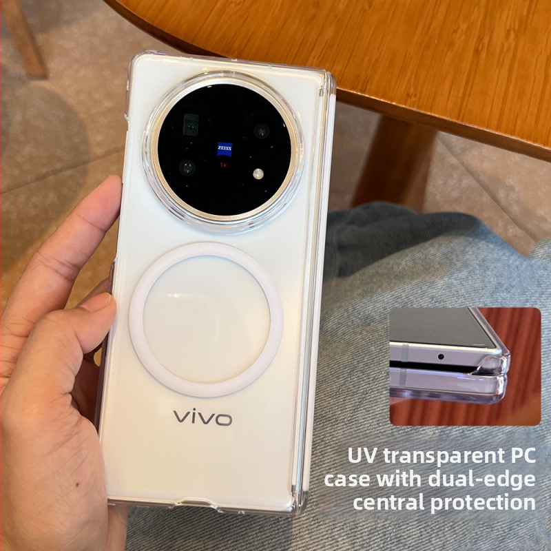 Priehľadný kryt na Vivo X Fold5, PC materiál, magnetické priľnutie, protišmykový, ochrana proti pádu, pevné dvojité okraje