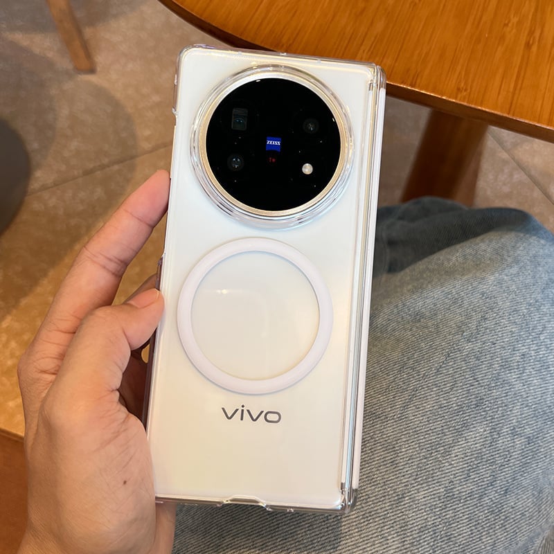 Carcasă transparentă pentru Vivo X Fold5, din PC, cu magnet, protecție anti-cădere, margini întărite cu design dublu