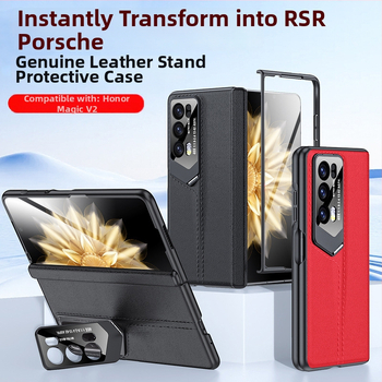 Telefona vāciņš Honor MagicV2 – īsta āda, pilns pārklājums, integrēts RSR objektīva stiprinājums, aizsardzība pret pantiem, triecienizturīgs