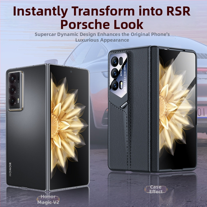 Telefona vāciņš Honor MagicV2 – īsta āda, pilns pārklājums, integrēts RSR objektīva stiprinājums, aizsardzība pret pantiem, triecienizturīgs