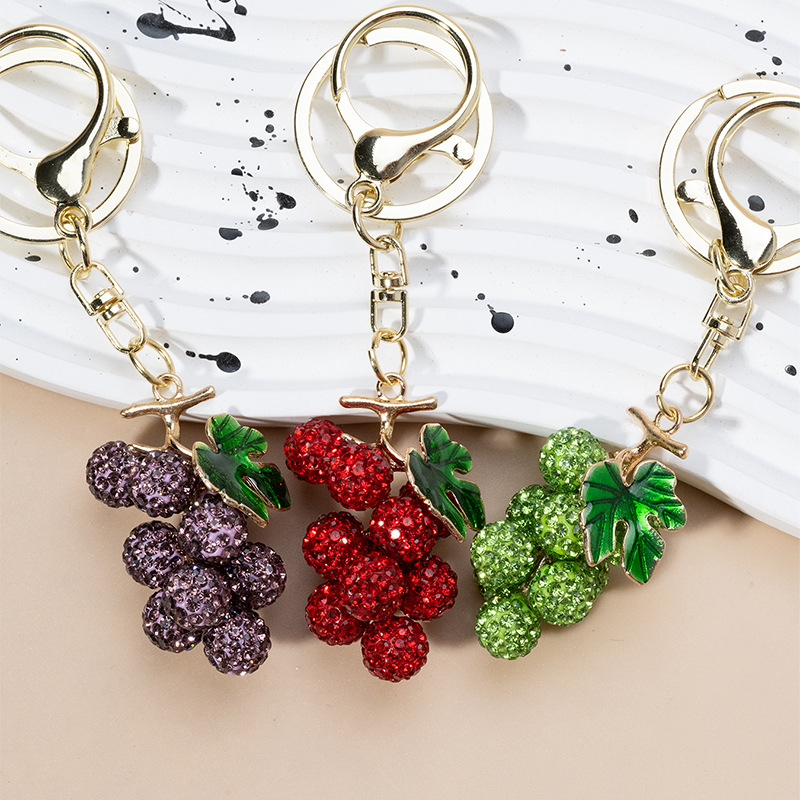 Κλειδοθήκη με διακοσμητικό σταφύλι διακοσμημένο με διαμάντια, κράμα ψευδάργύρου, καρτούν στυλ