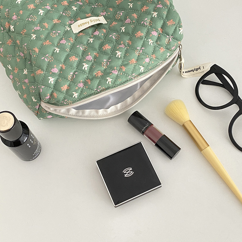 Kozmetička torbica velike kapacitete, prijenosna, šivanje dizajn, vanjski materijal pamuk tkanina, unutarnja podstava poliester, gradski minimalistički stil, za žene