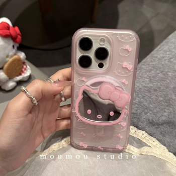 Калъф за iPhone от матов акрил, против изпускане, дизайн с коте и панделка, съвместим с модели iPhone 11–14 (Pro/Max/mini)