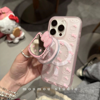 Калъф за iPhone от матов акрил, против изпускане, дизайн с коте и панделка, съвместим с модели iPhone 11–14 (Pro/Max/mini)