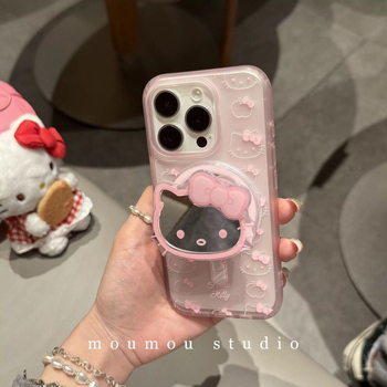 Калъф за iPhone от матов акрил, против изпускане, дизайн с коте и панделка, съвместим с модели iPhone 11–14 (Pro/Max/mini)