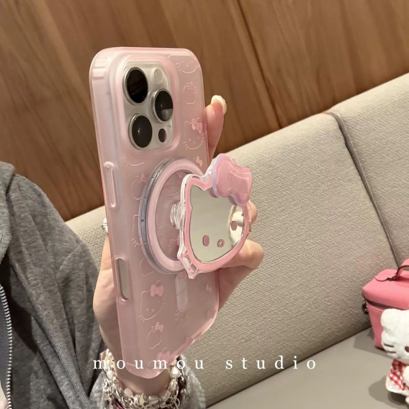 Калъф за iPhone от матов акрил, против изпускане, дизайн с коте и панделка, съвместим с модели iPhone 11–14 (Pro/Max/mini)