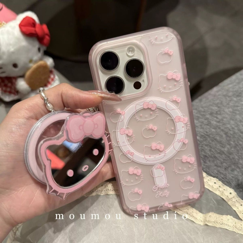 Калъф за iPhone от матов акрил, против изпускане, дизайн с коте и панделка, съвместим с модели iPhone 11–14 (Pro/Max/mini)