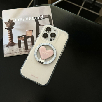 Husă spate în stil Ins cu suport magnetic în formă de inimă pentru iPhone 15 Pro Max, 14 și 13 – TPU, turnare prin injecție, protecție anti-cadere