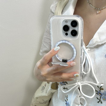 Husă spate în stil Ins cu suport magnetic în formă de inimă pentru iPhone 15 Pro Max, 14 și 13 – TPU, turnare prin injecție, protecție anti-cadere