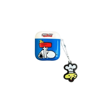 TPU ochranné puzdro pre AirPods (1.–3. generácia) s dizajnom Snoopyho hlavy, kreslený štýl, sprejová úprava