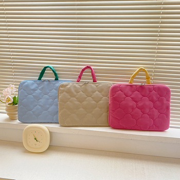 Torba za prijenosno računalo u korejskom stilu s geometrijskim uzorkom, ultralagana, vodootporna najlon konstrukcija, pliš podstava, zaštita protiv krađe