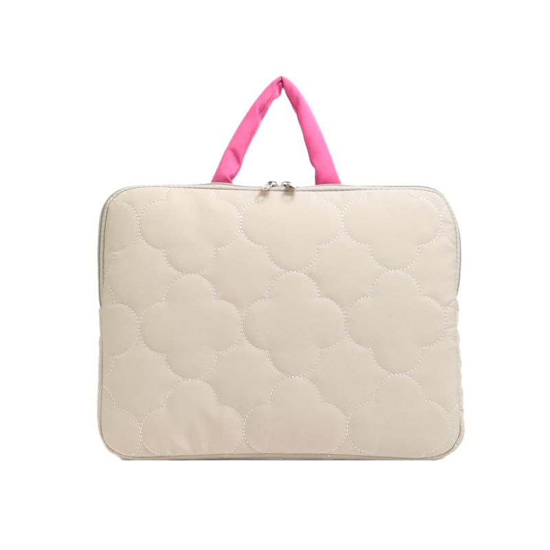 Torba za prijenosno računalo u korejskom stilu s geometrijskim uzorkom, ultralagana, vodootporna najlon konstrukcija, pliš podstava, zaštita protiv krađe