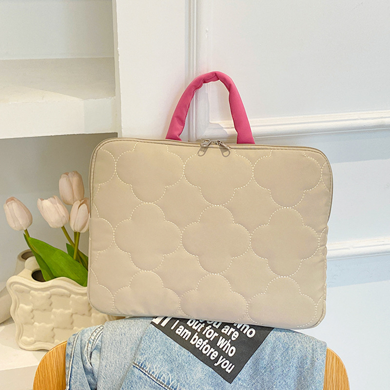 Torba za prijenosno računalo u korejskom stilu s geometrijskim uzorkom, ultralagana, vodootporna najlon konstrukcija, pliš podstava, zaštita protiv krađe